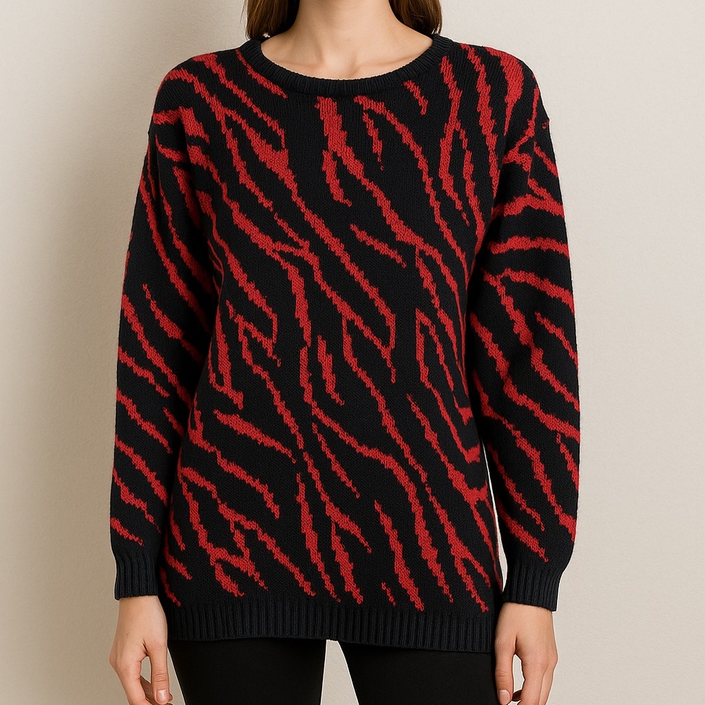 Vintage Bristol Court Red & Black Knit‎ Sweater Womens Medium – 80s/90s